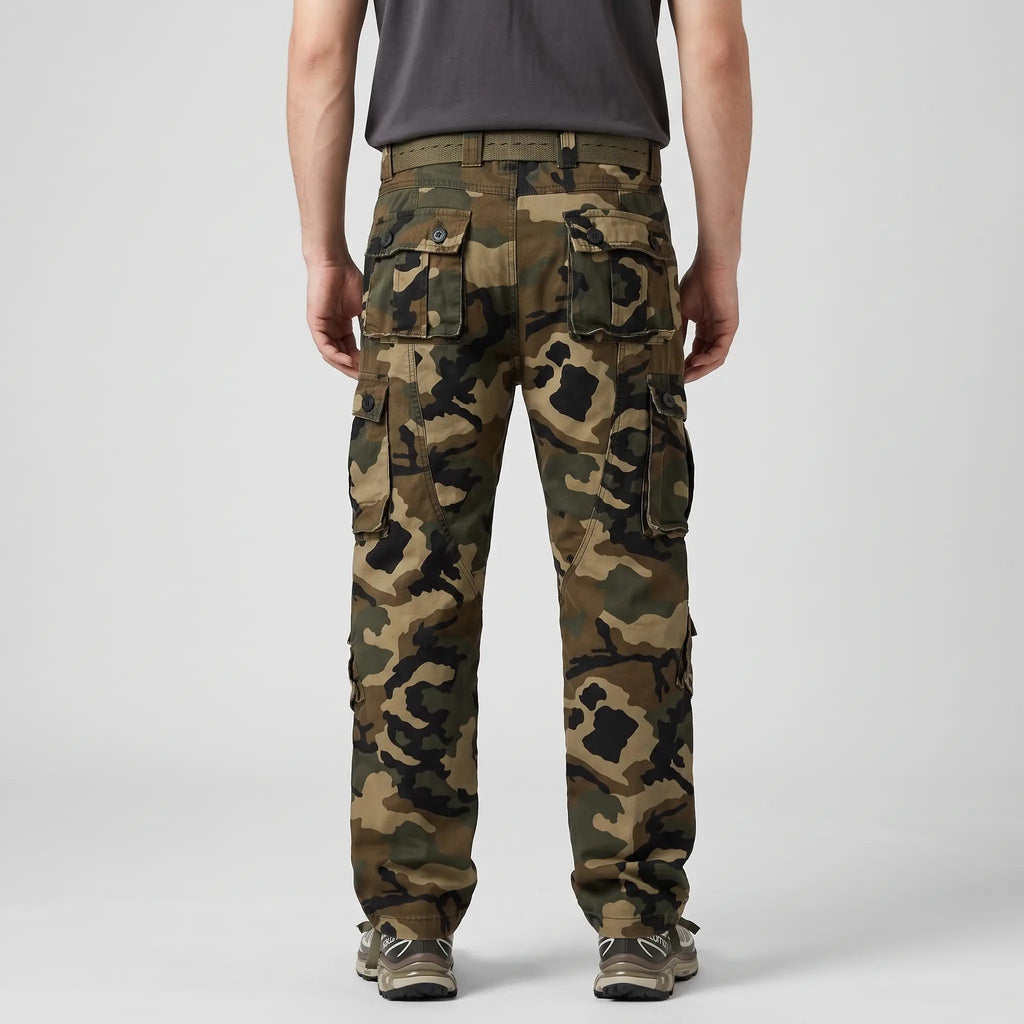 Pantaloni cargo mimetici da uomo - Pantaloni combat - 8 tasche vestibilità comoda