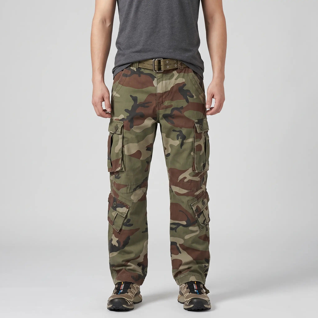 Pantaloni cargo mimetici da uomo - Pantaloni combat - 8 tasche vestibilità comoda
