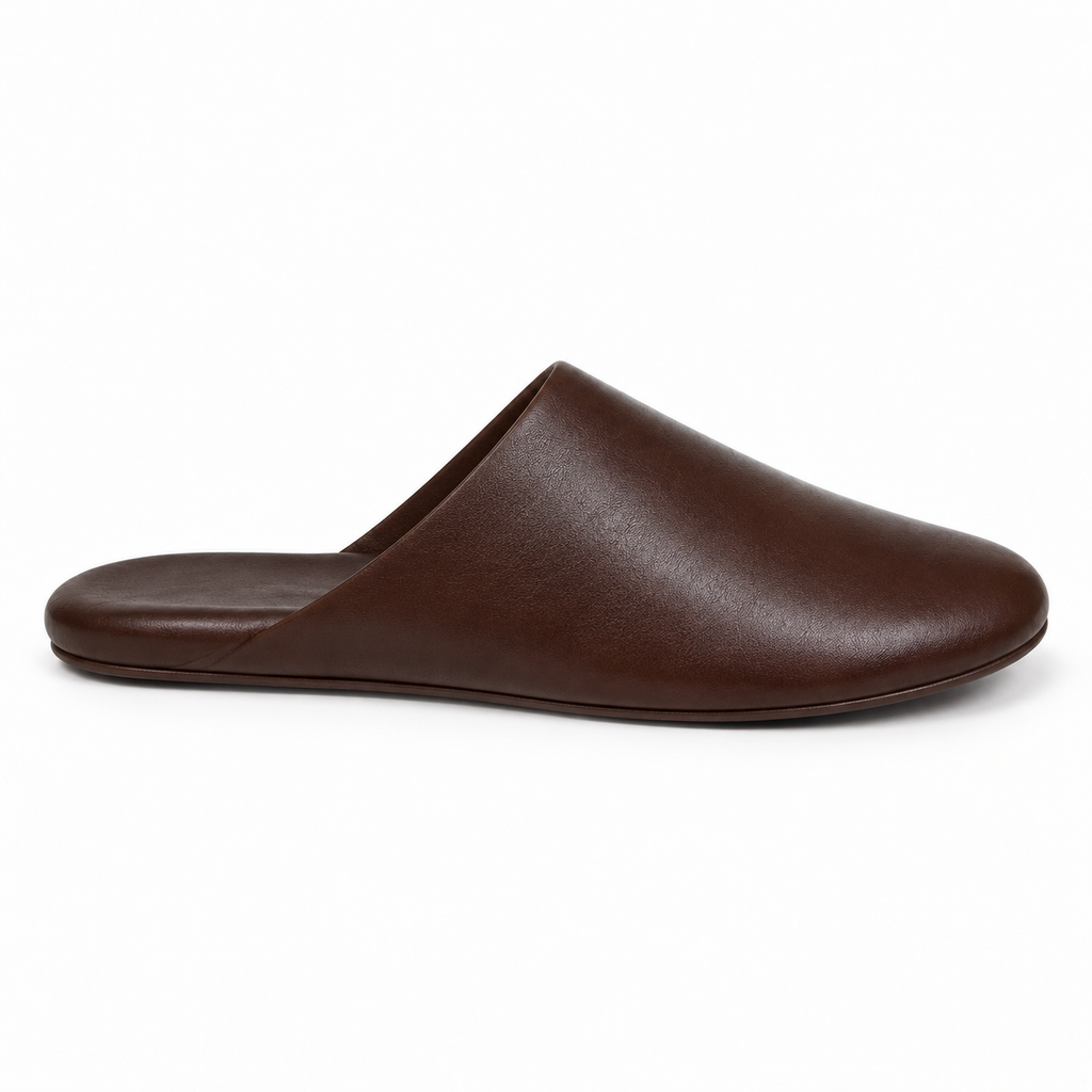 Pantofole uomo marroni scure slip-on con suola rigida
