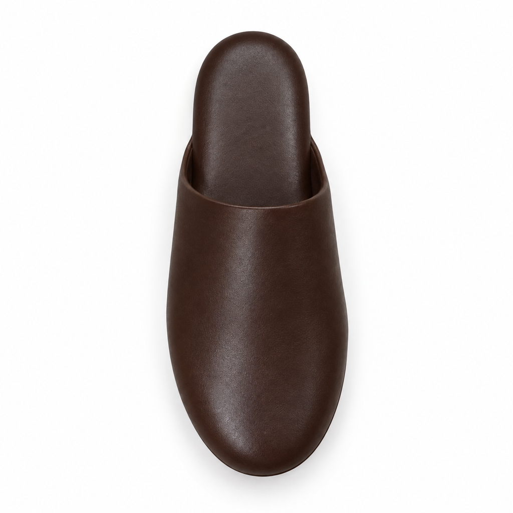 Pantofole uomo marroni scure slip-on con suola rigida