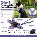 Pettorina retrattile 2 in 1 per cani con guinzaglio integrato e controllo auto-stop per cani di taglia piccola e media