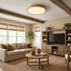 Plafoniera LED geometrica in legno a filo soffitto