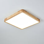 Plafoniera LED geometrica in legno a filo soffitto