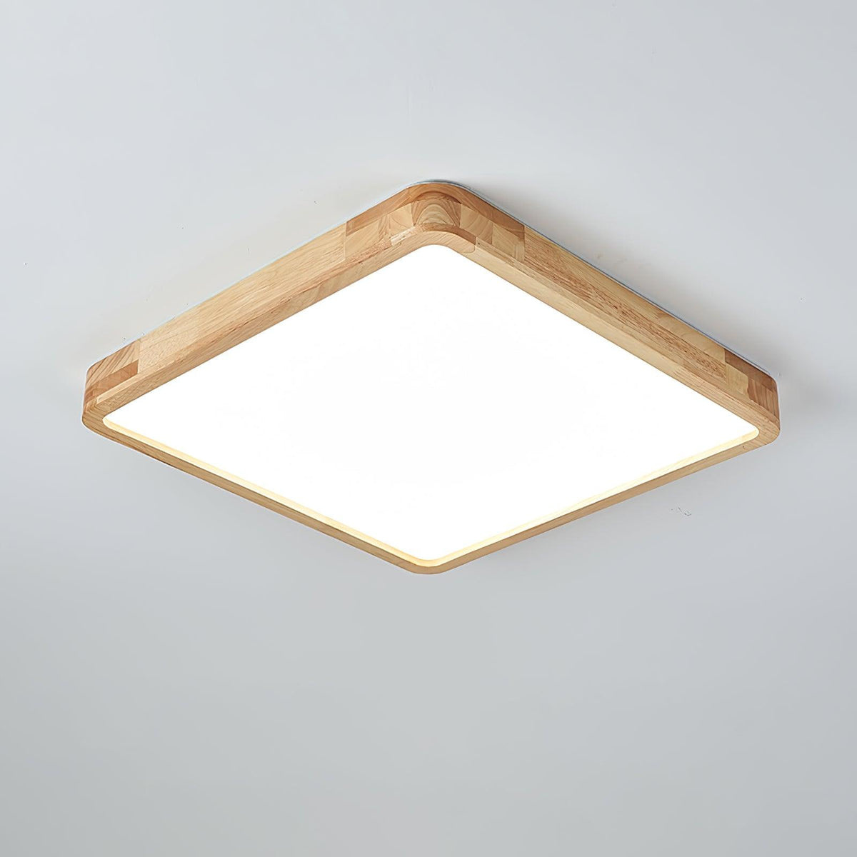 Plafoniera LED geometrica in legno a filo soffitto