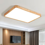 Plafoniera LED geometrica in legno a filo soffitto