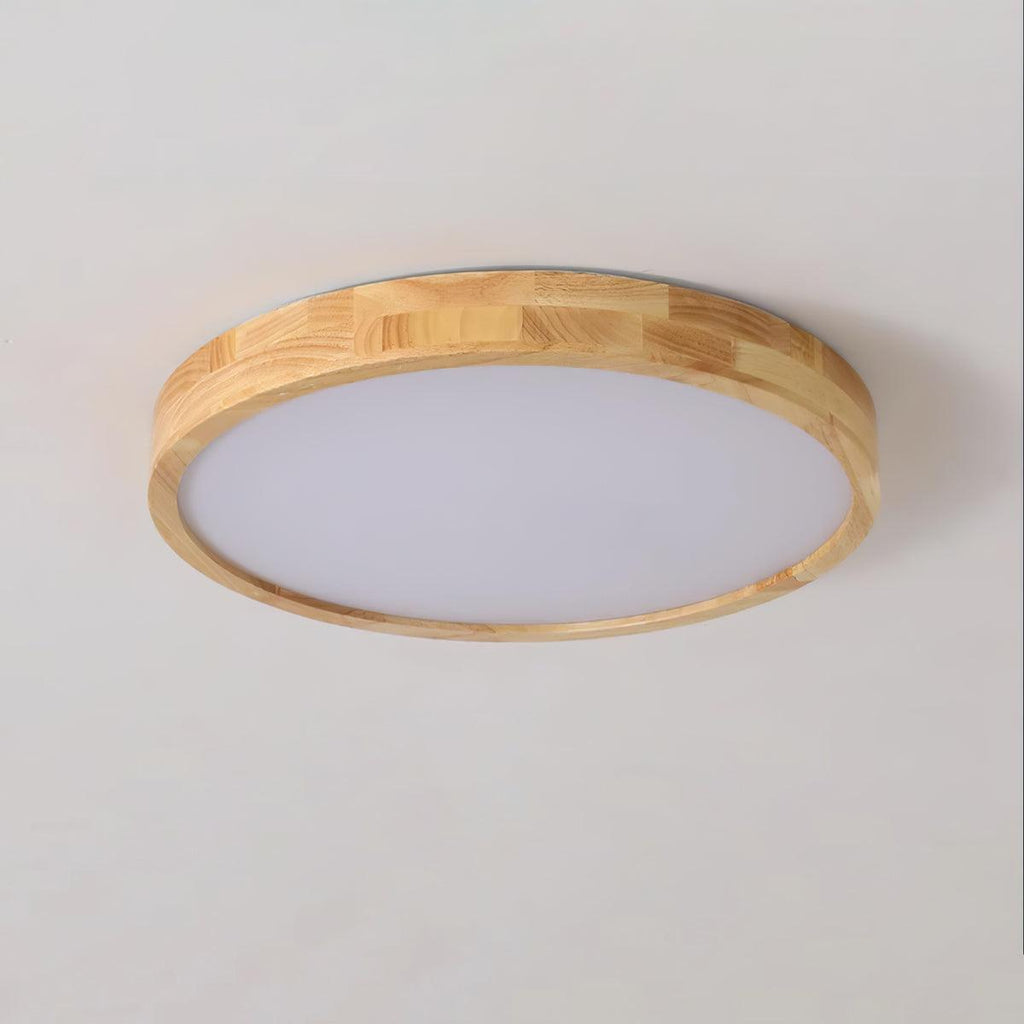 Plafoniera LED geometrica in legno a filo soffitto