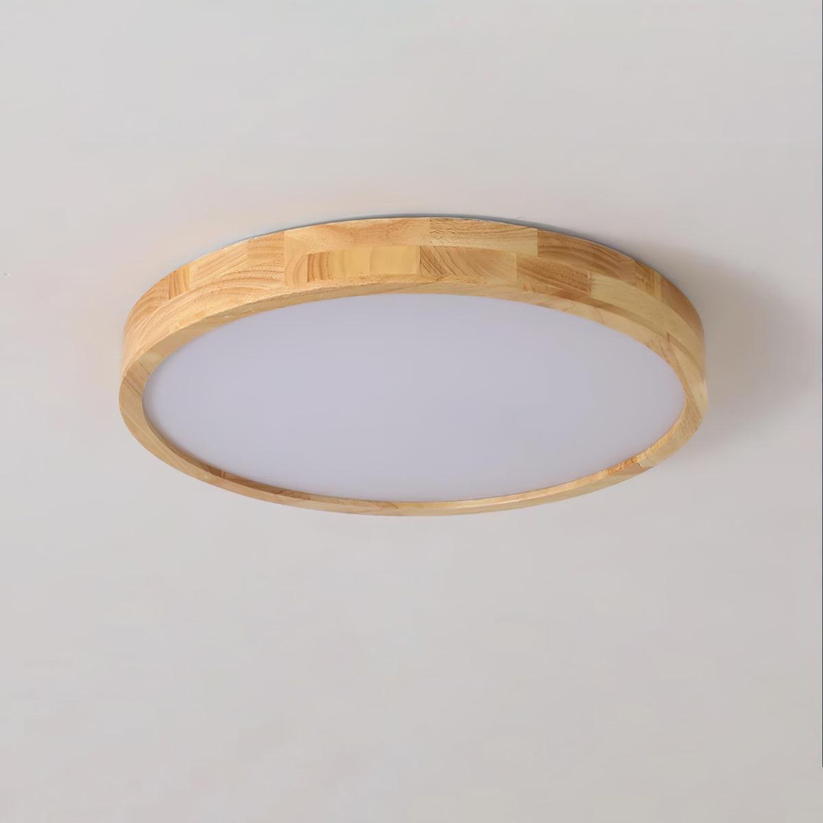 Plafoniera LED geometrica in legno a filo soffitto
