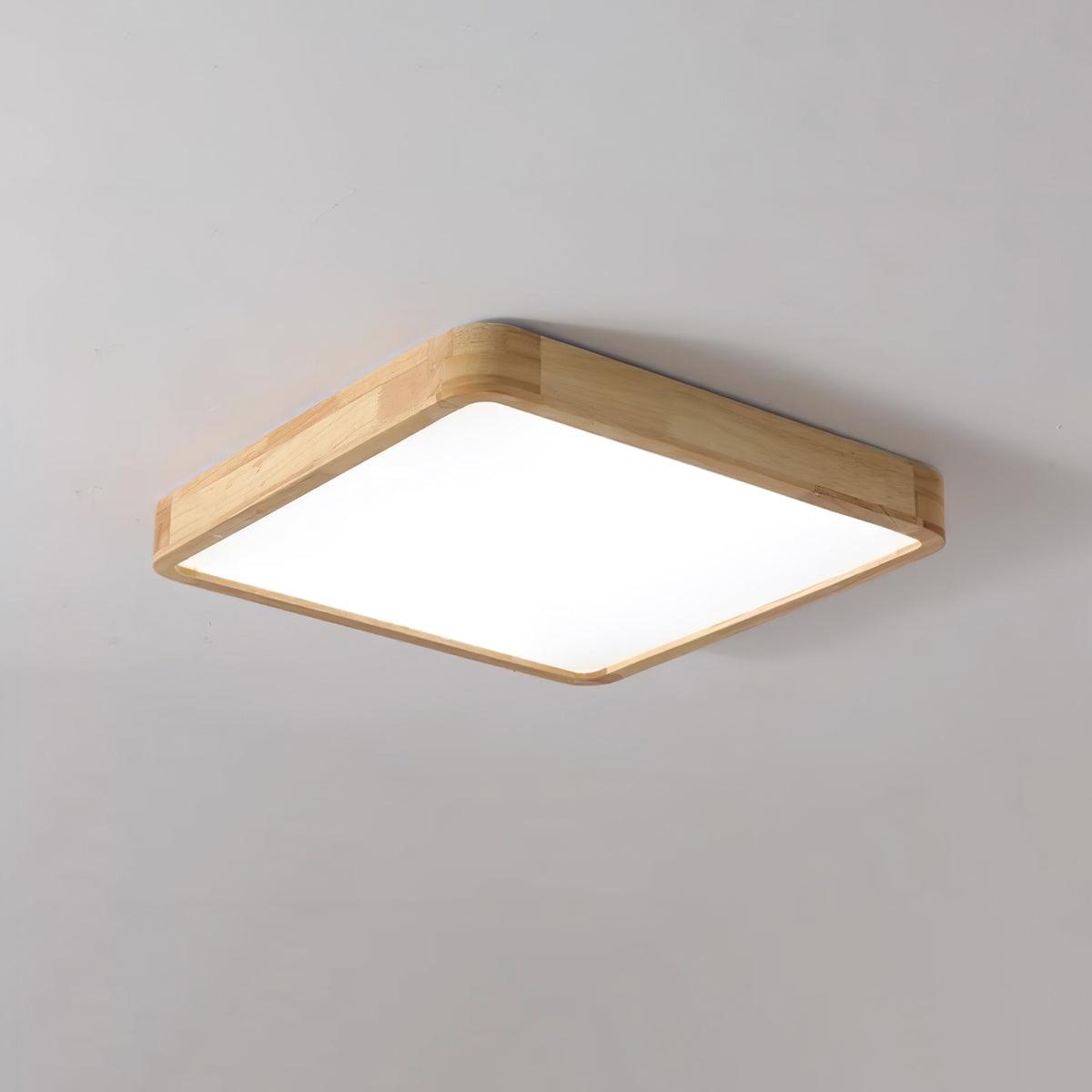 Plafoniera LED geometrica in legno a filo soffitto