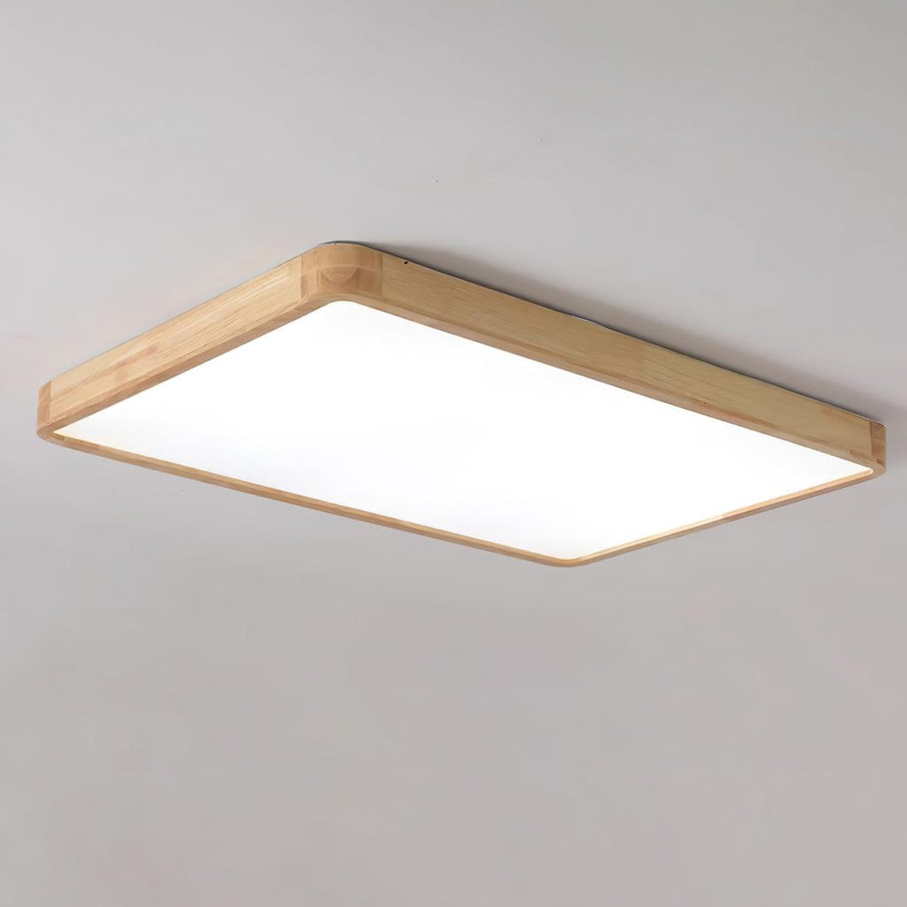 Plafoniera LED geometrica in legno a filo soffitto