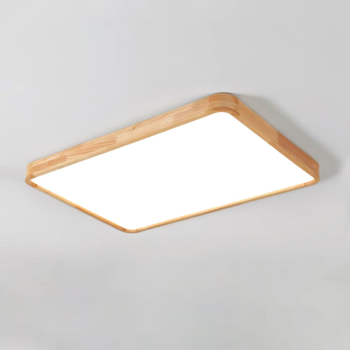 Plafoniera LED geometrica in legno a filo soffitto