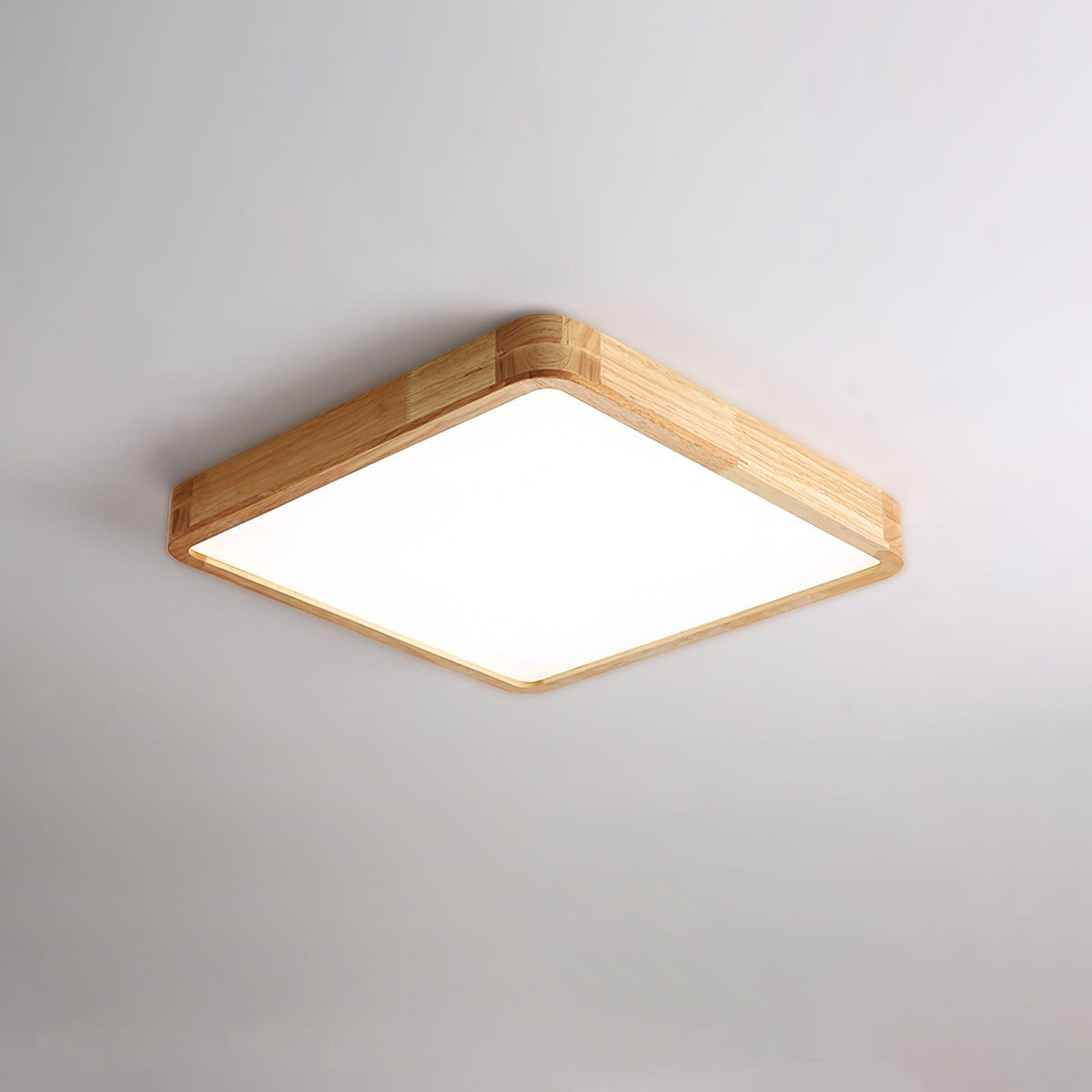 Plafoniera LED geometrica in legno a filo soffitto