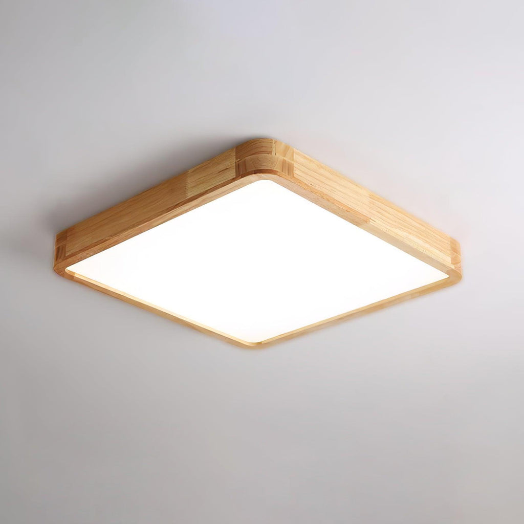 Plafoniera LED geometrica in legno a filo soffitto
