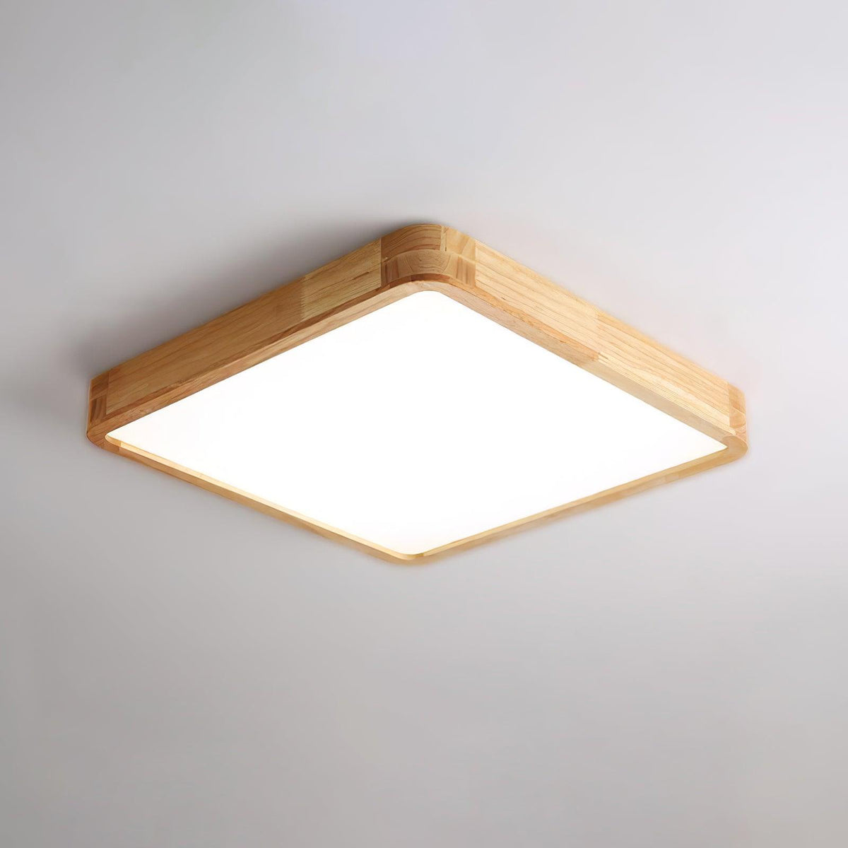 Plafoniera LED geometrica in legno a filo soffitto