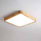 Plafoniera LED geometrica in legno a filo soffitto