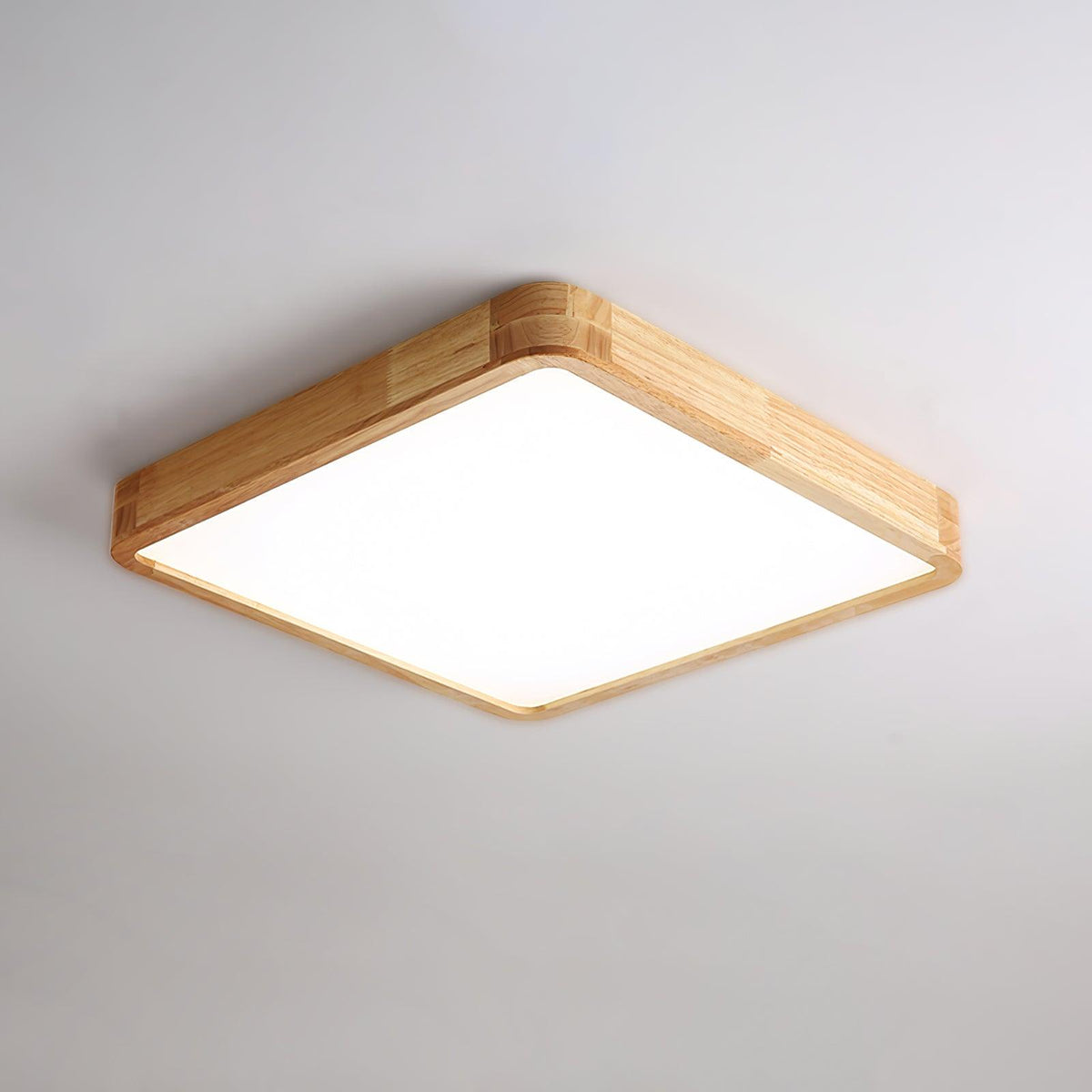 Plafoniera LED geometrica in legno a filo soffitto