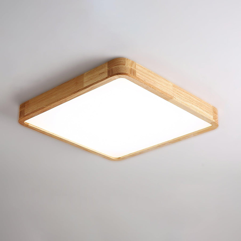 Plafoniera LED geometrica in legno a filo soffitto