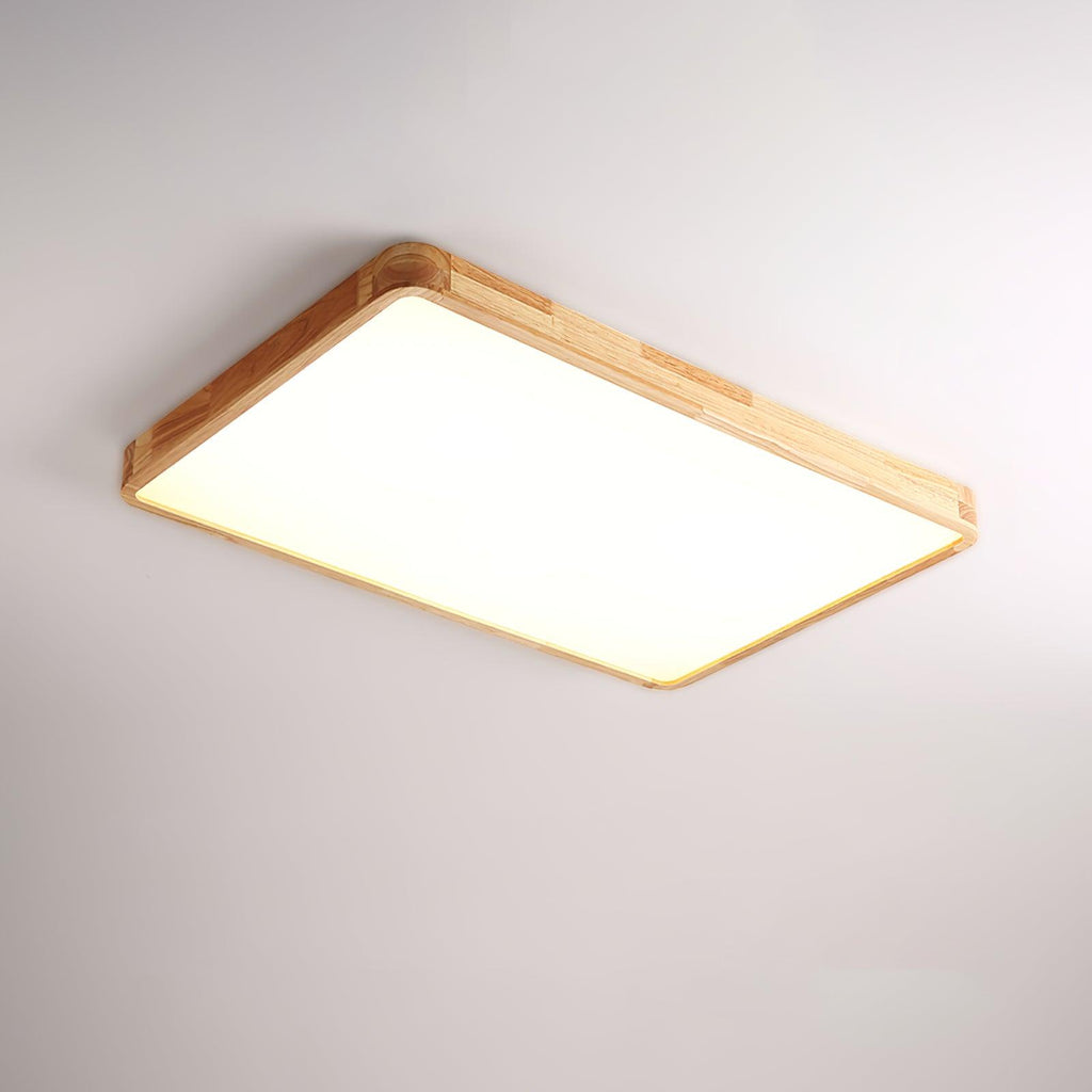 Plafoniera LED geometrica in legno a filo soffitto