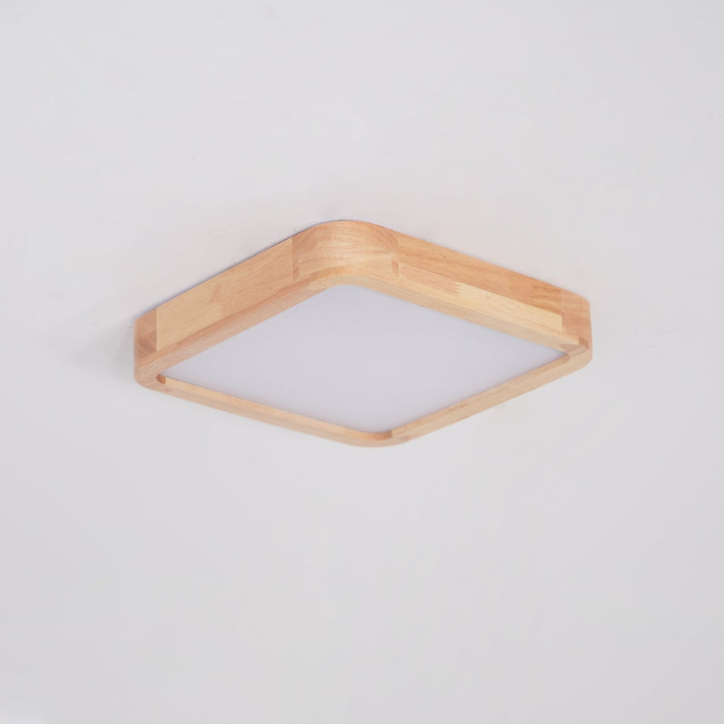 Plafoniera LED geometrica in legno a filo soffitto