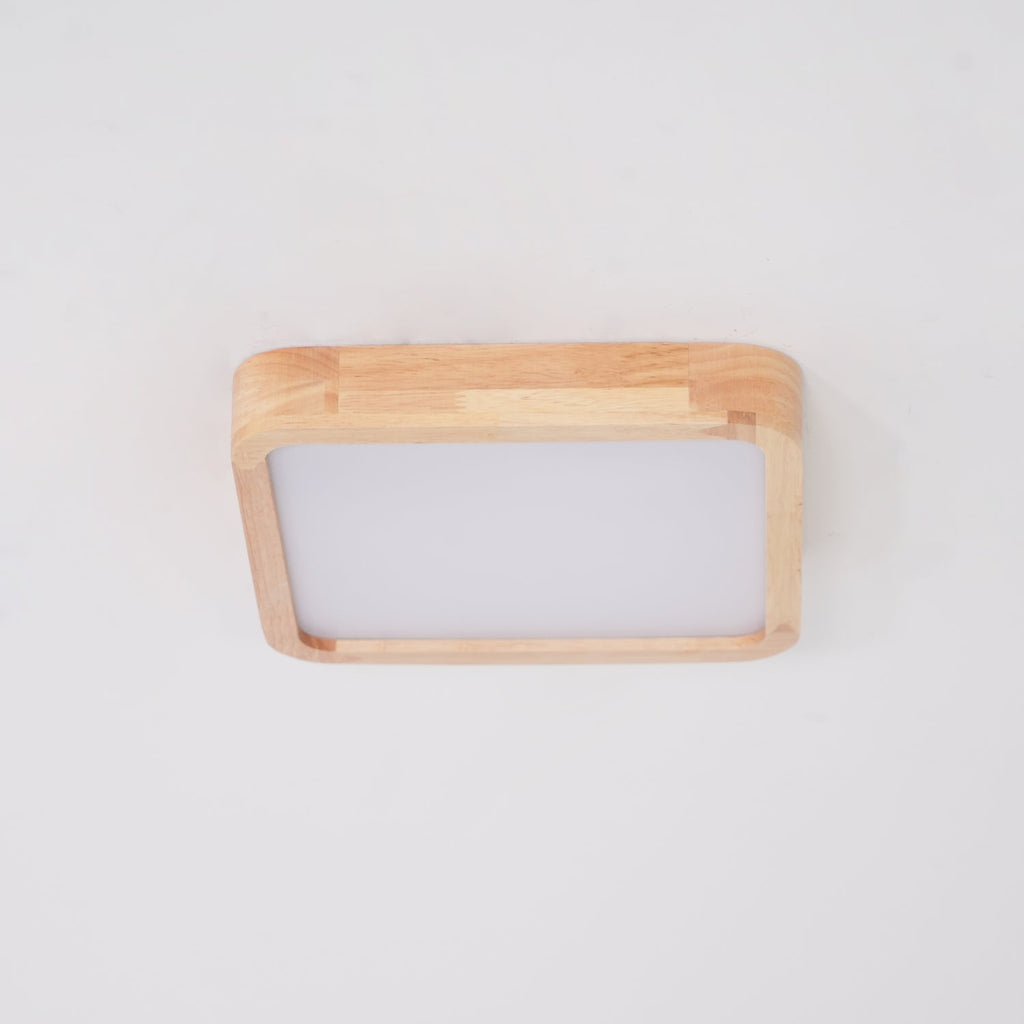 Plafoniera LED geometrica in legno a filo soffitto