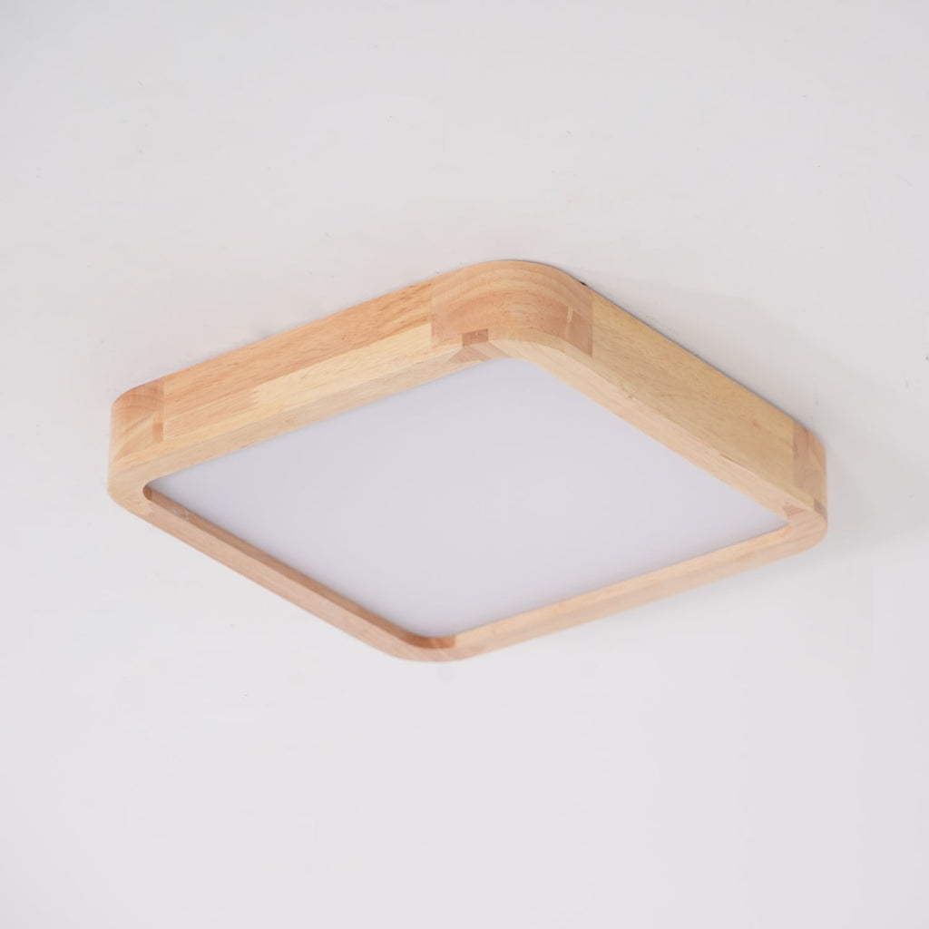 Plafoniera LED geometrica in legno a filo soffitto