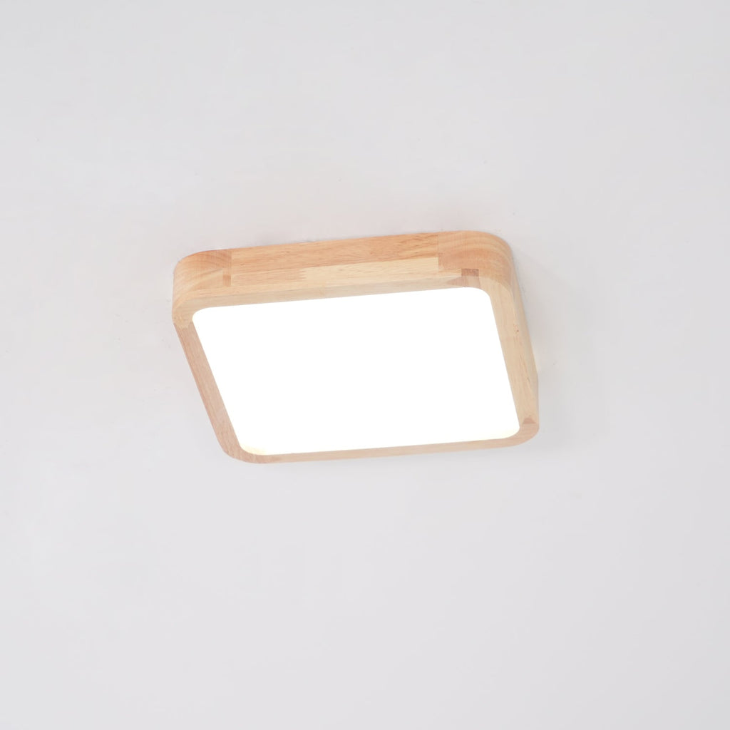 Plafoniera LED geometrica in legno a filo soffitto