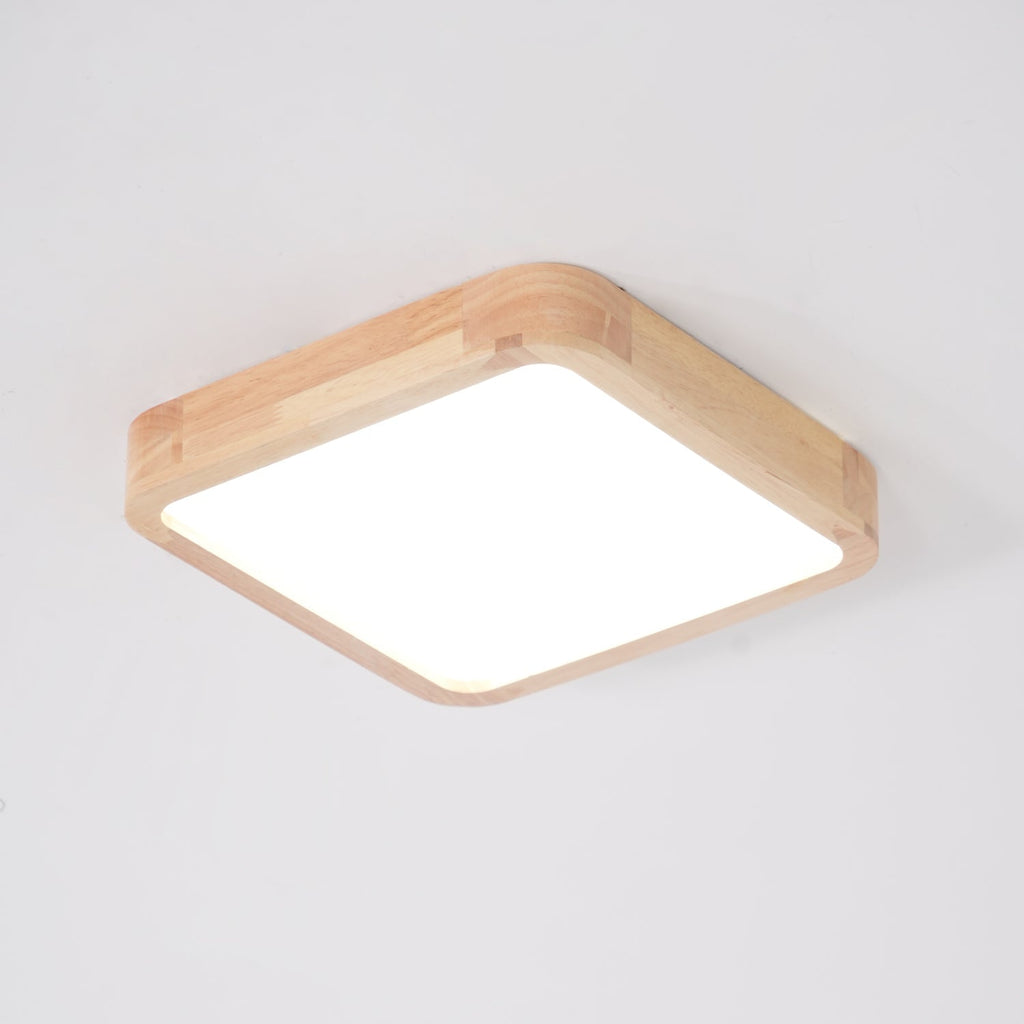 Plafoniera LED geometrica in legno a filo soffitto