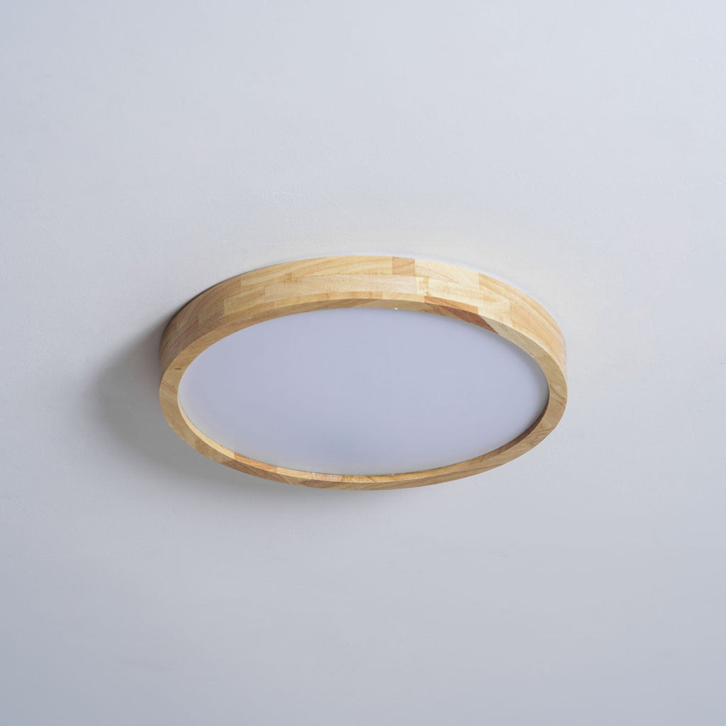 Plafoniera LED geometrica in legno a filo soffitto