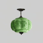 Plafoniera vintage in vetro con dettagli in ottone, elegante lampada a soffitto