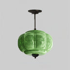 Plafoniera vintage in vetro con dettagli in ottone, elegante lampada a soffitto