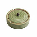 Posacenere in ceramica smaltata artigianale con coperchio in legno naturale