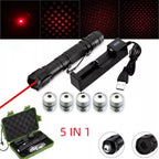 Puntatore laser rosso ricaricabile con set torcia multiuso