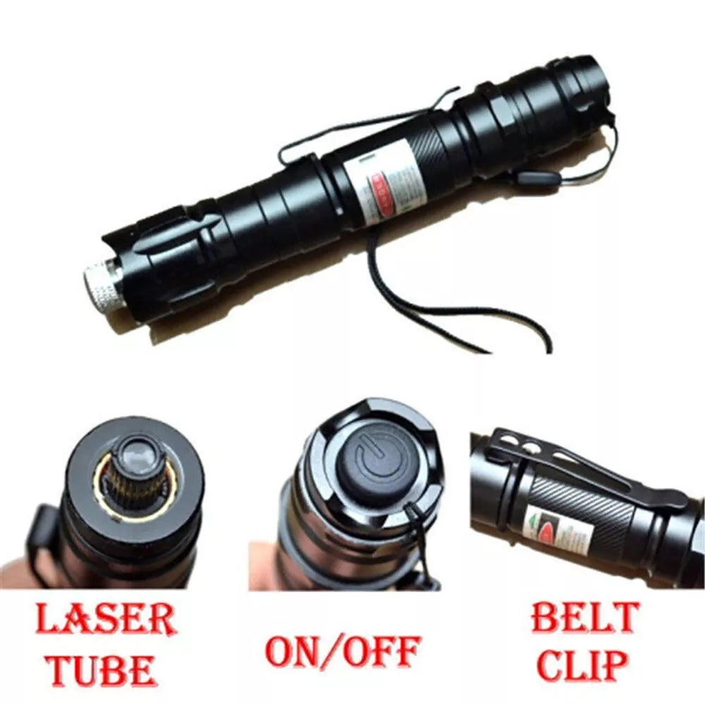 Puntatore laser rosso ricaricabile con set torcia multiuso