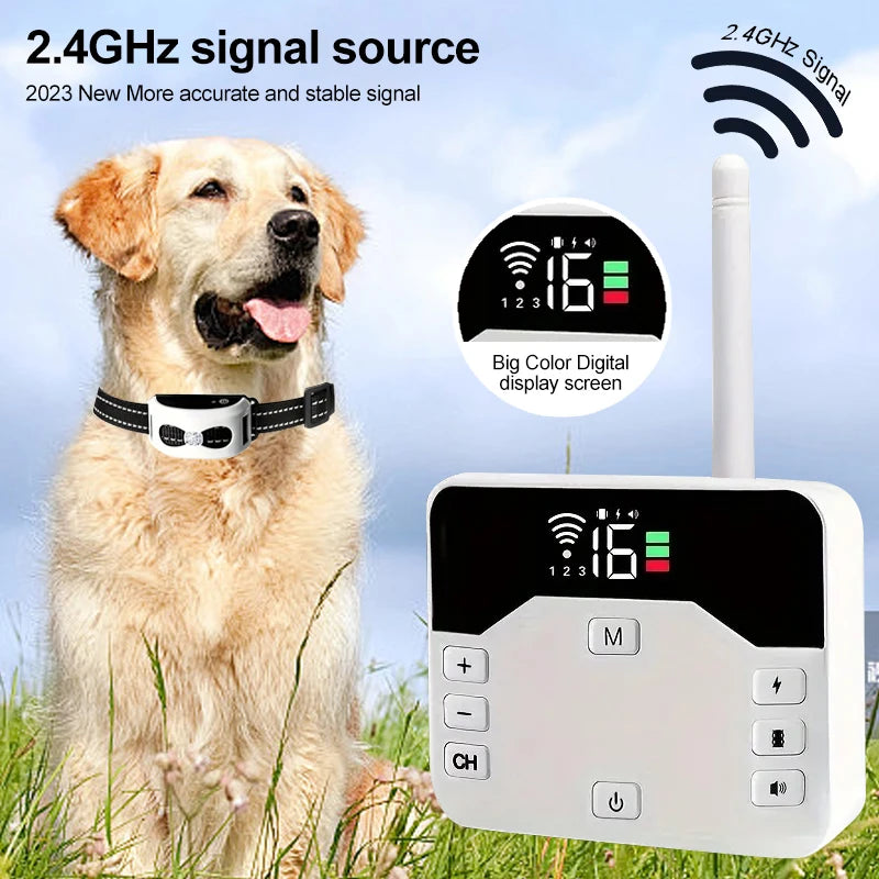 Recinto wireless per cani e collare da addestramento – IP65 impermeabile – Raggio 300 m – Ricaricabile – Per 1 o 2 cani