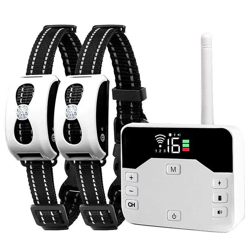 Recinto wireless per cani e collare da addestramento – IP65 impermeabile – Raggio 300 m – Ricaricabile – Per 1 o 2 cani