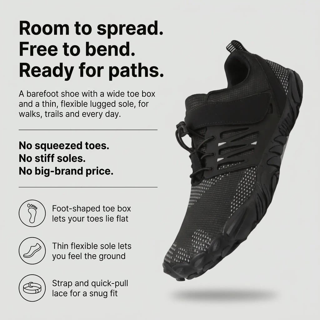 Scarpe barefoot con punta larga – Scarpe da trekking e allenamento minimaliste