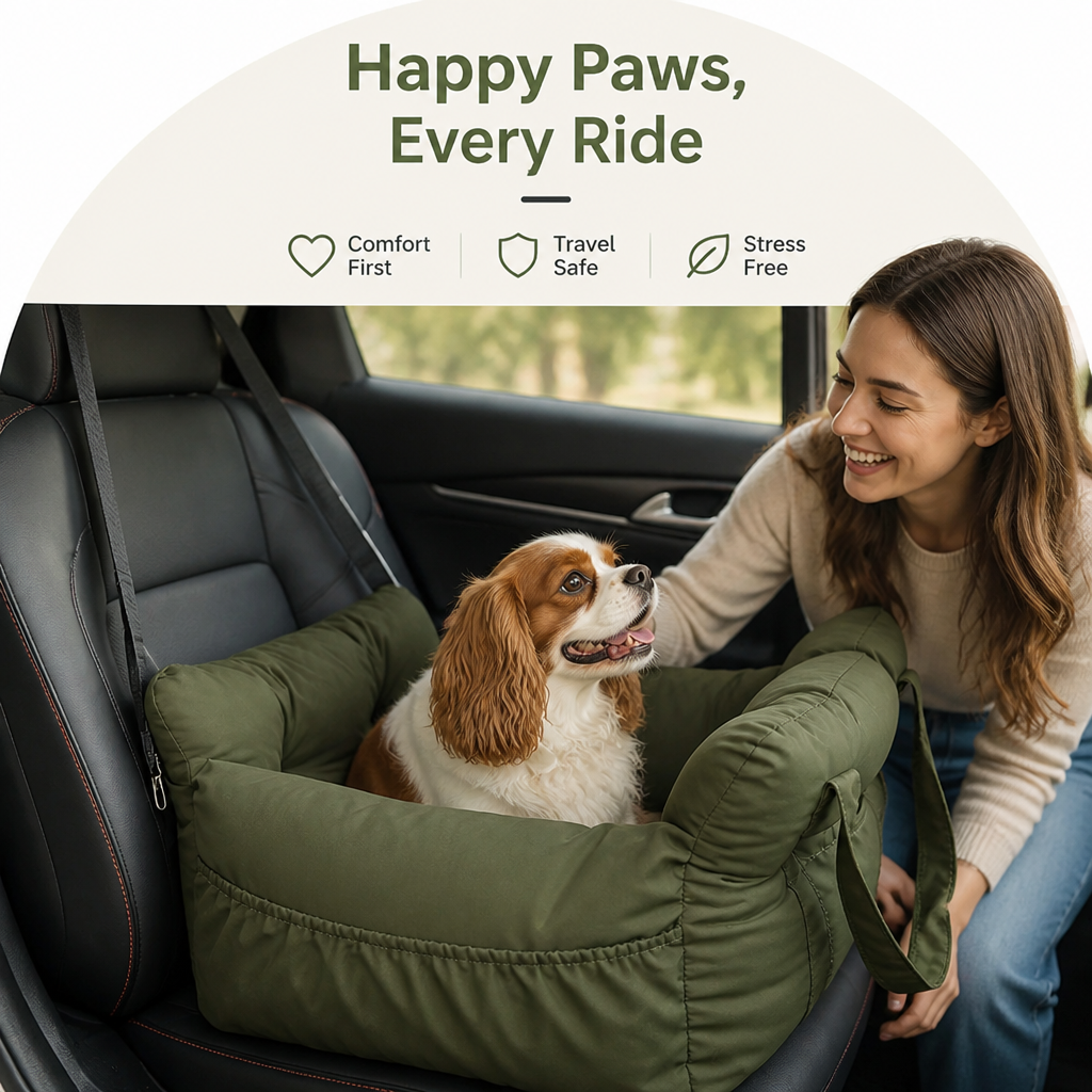 Seggiolino auto per cani antiscivolo e lavabile (con cinghie di sicurezza regolabili)