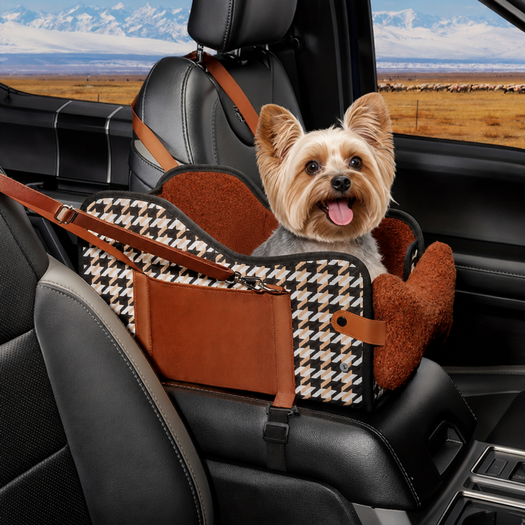 Seggiolino auto per cani con rete traspirante e imbracatura di sicurezza