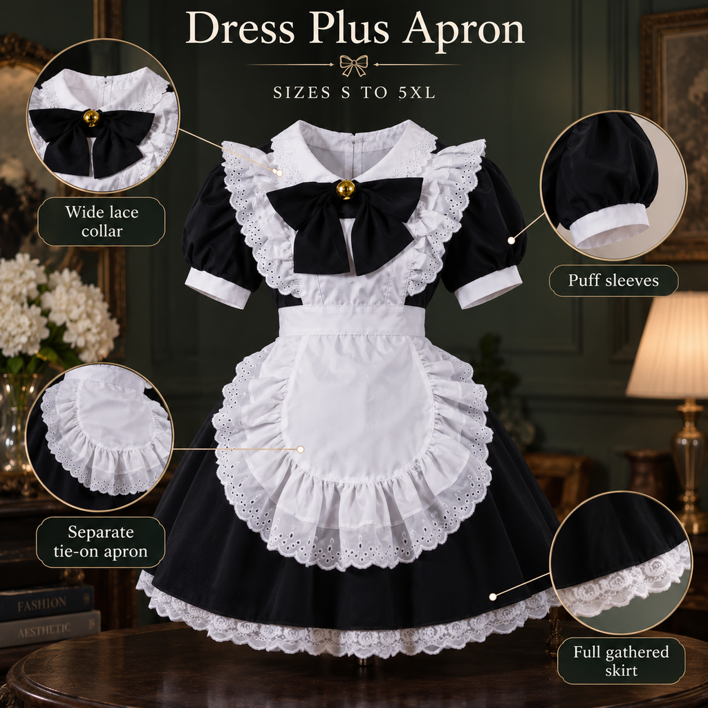 Set costume da cameriera con volant