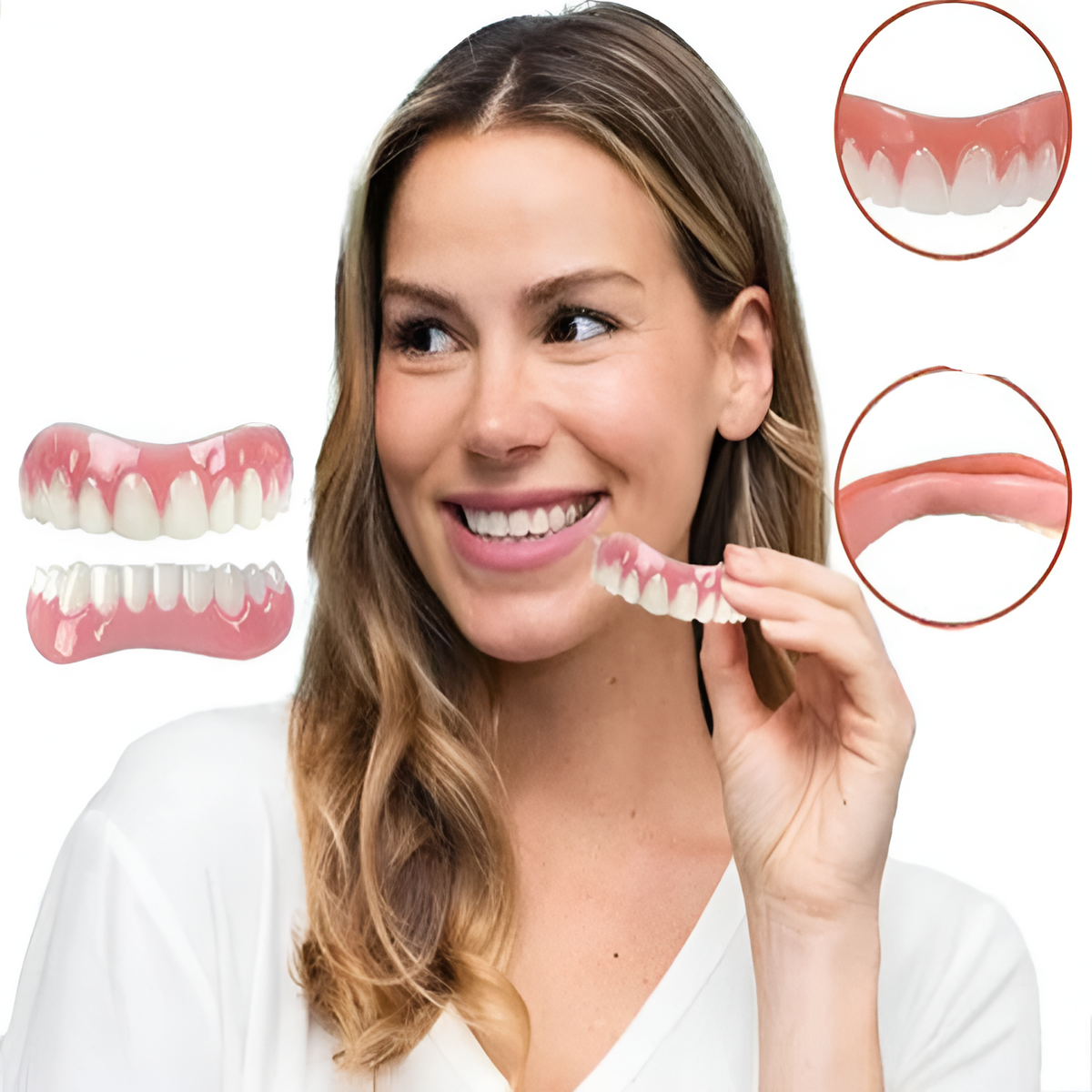 Set di dentiera in silicone flessibile con arcate superiore e inferiore separate per adulti