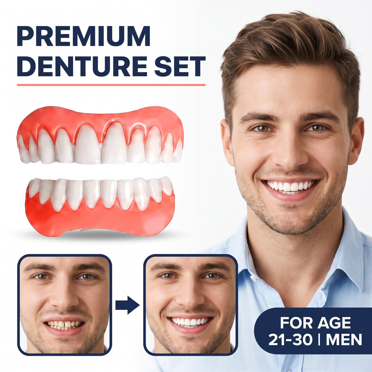 Set di dentiere termoadattabili di grado medico (superiore e inferiore)