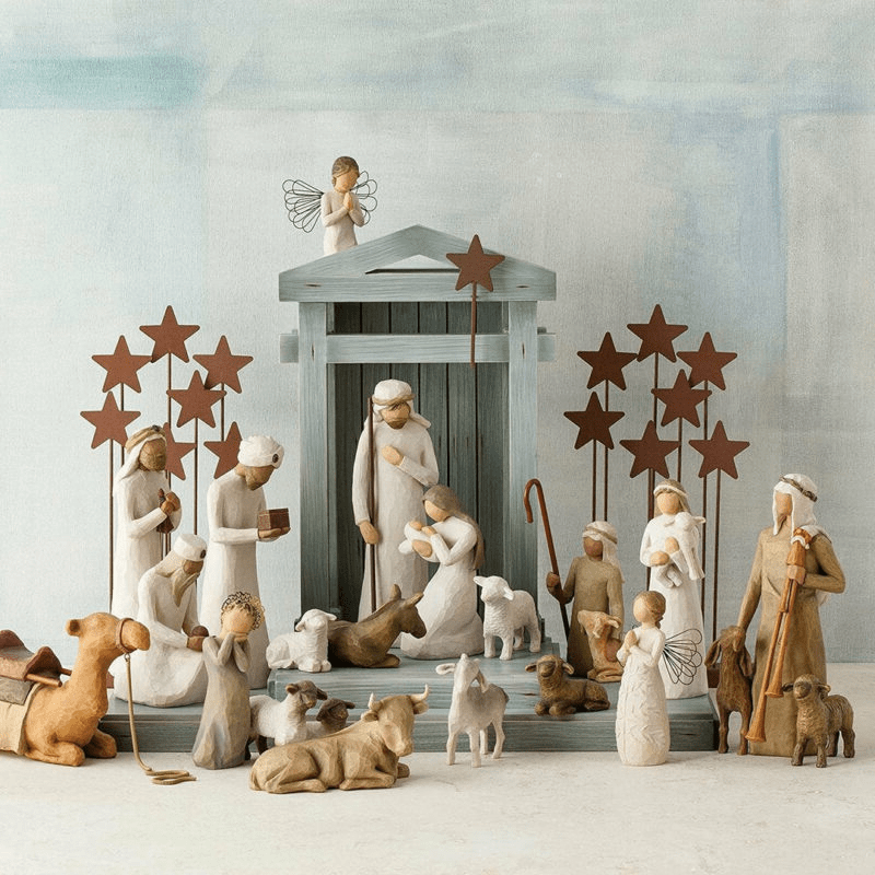 Presepe natalizio artigianale da 20 pezzi