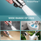 Soffione doccia ad alta pressione PowerFlow | Soffione potente per la massima pressione dell'acqua