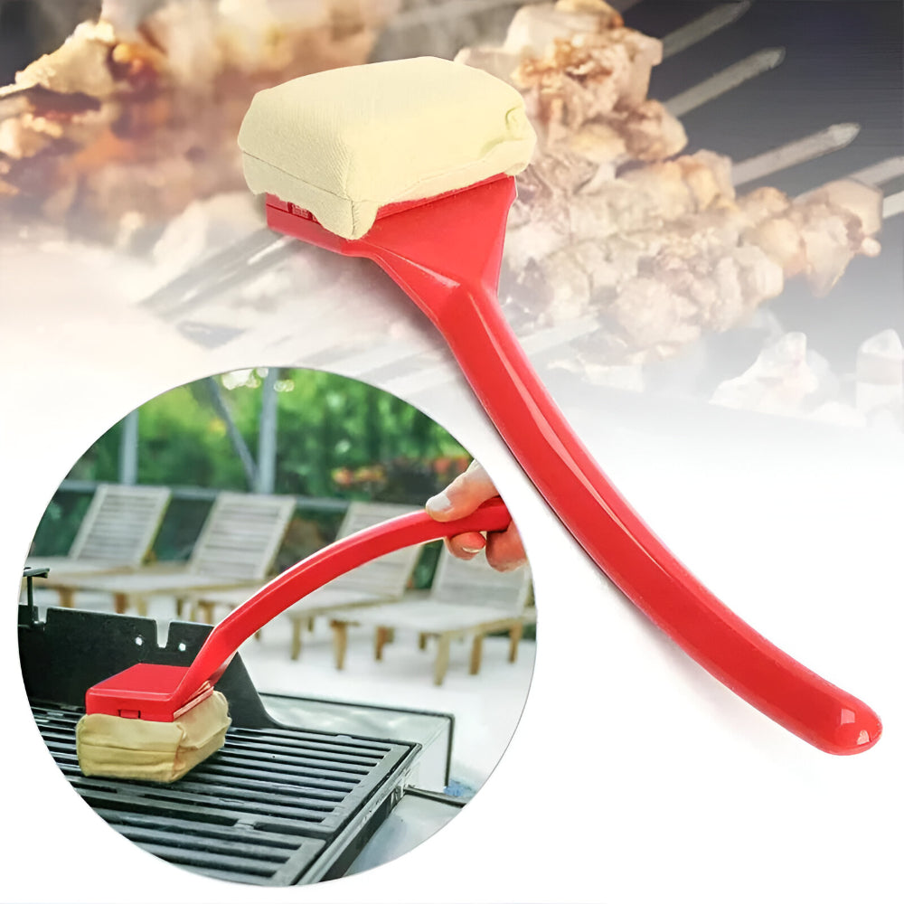 Spazzola a vapore per griglia con manico esteso — Tampone abrasivo resistente