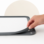 Supporto antiscivolo in silicone con bordi rialzati per traverse igieniche (con clip angolari)