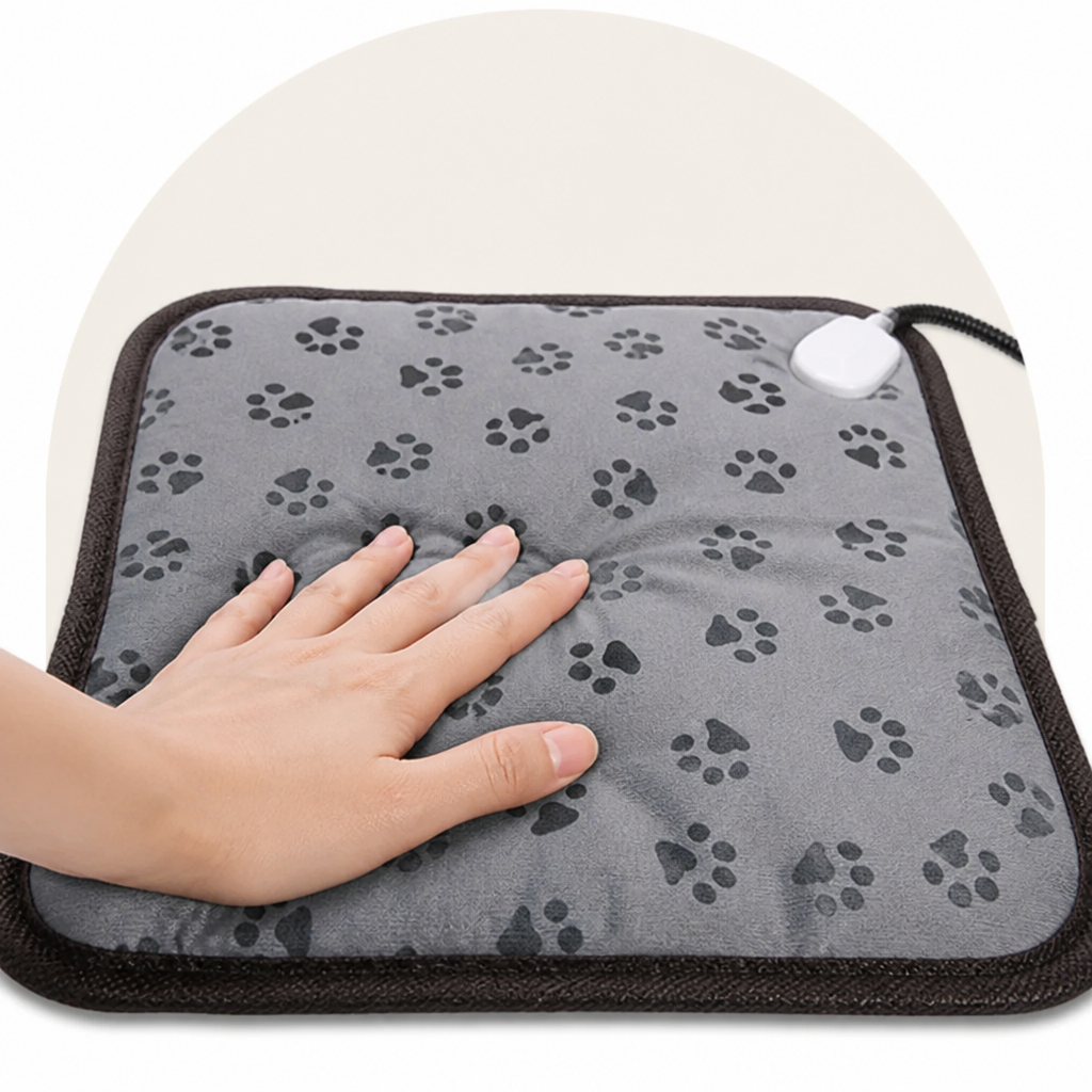 Tappetino riscaldato per animali domestici con temperatura regolabile e protezione dal surriscaldamento, impermeabile