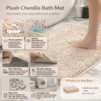 Tappeto da bagno antiscivolo in ciniglia morbida — spesso pile in microfibra, superficie assorbente