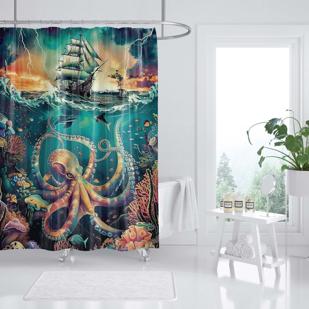 Tenda da doccia con tema marino