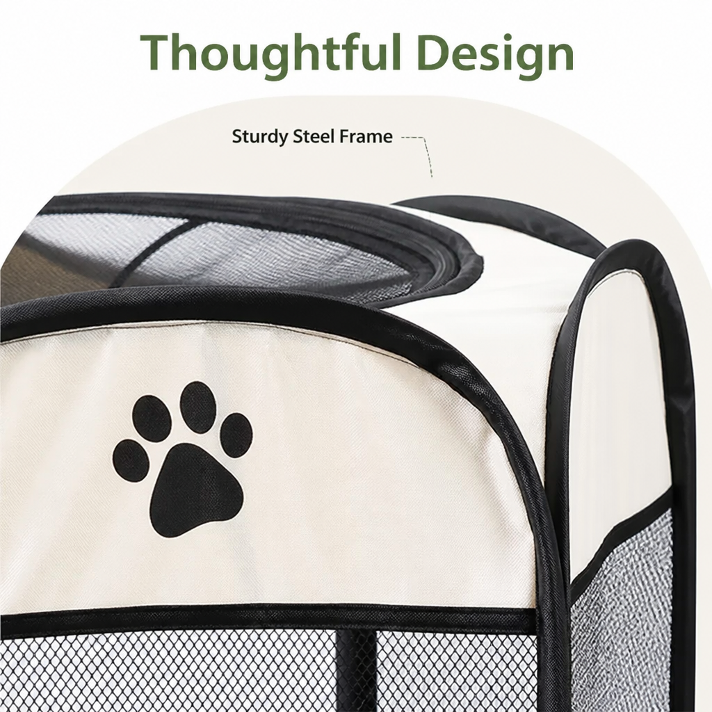 Tenda pop-up pieghevole in rete per animali domestici (con porte con cerniera)