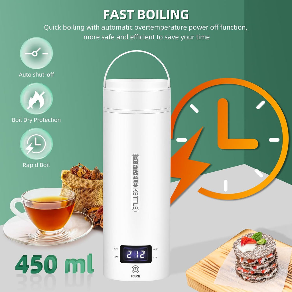 TravelMate bollitore elettrico portatile con controllo intelligente della temperatura – bollitore da viaggio compatto co