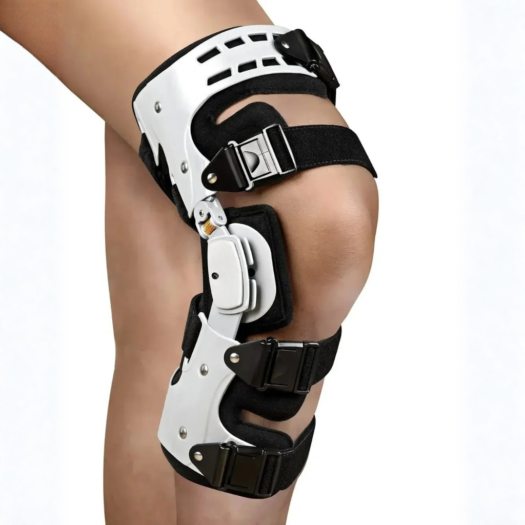 Tutore per ginocchio – supporto scaricante con stabilizzazione regolabile, destro o sinistro, taglia unica – ArthroGuard